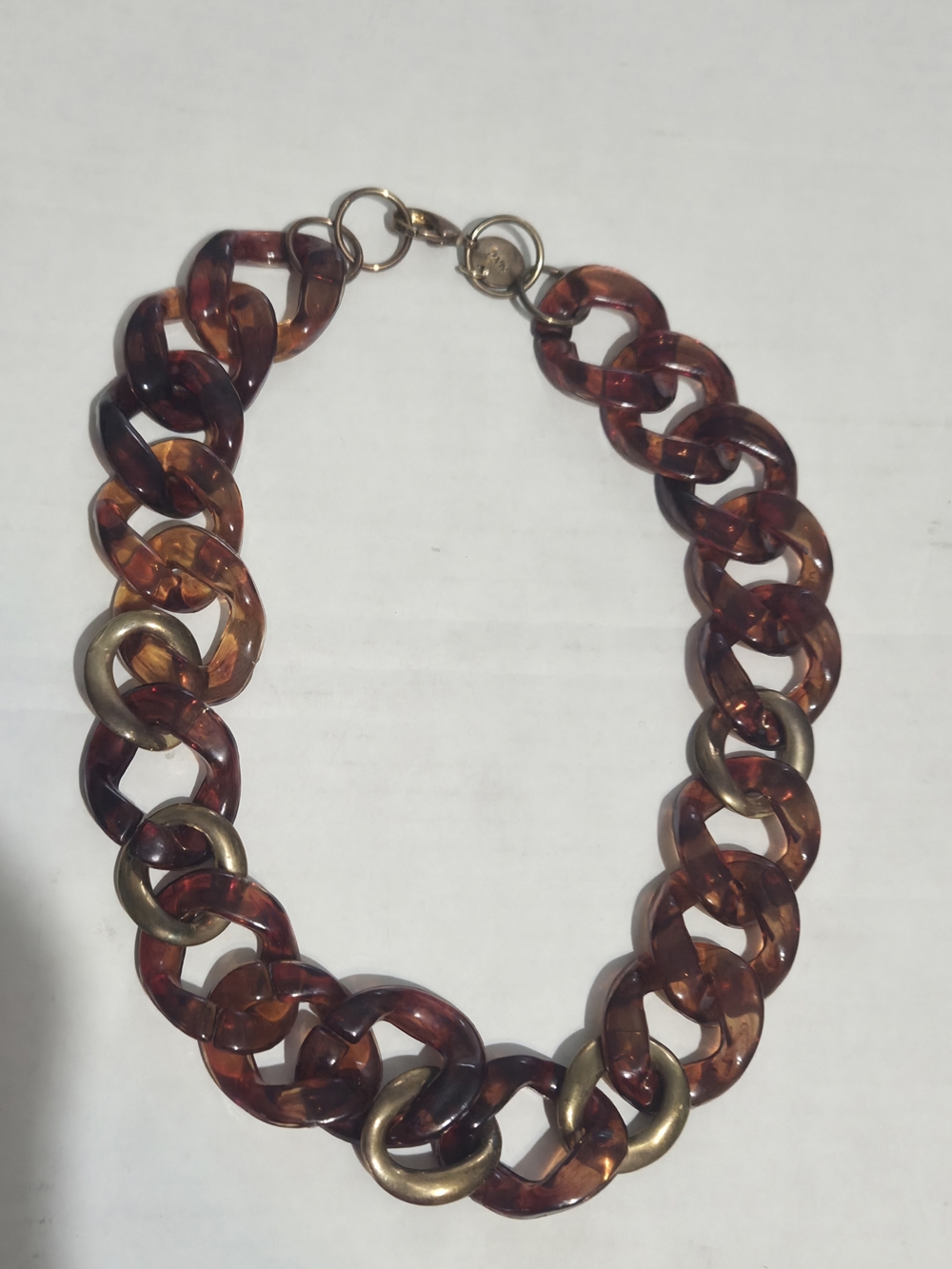 Tortoiseshell Chunky Chain Necklace By MNG signed